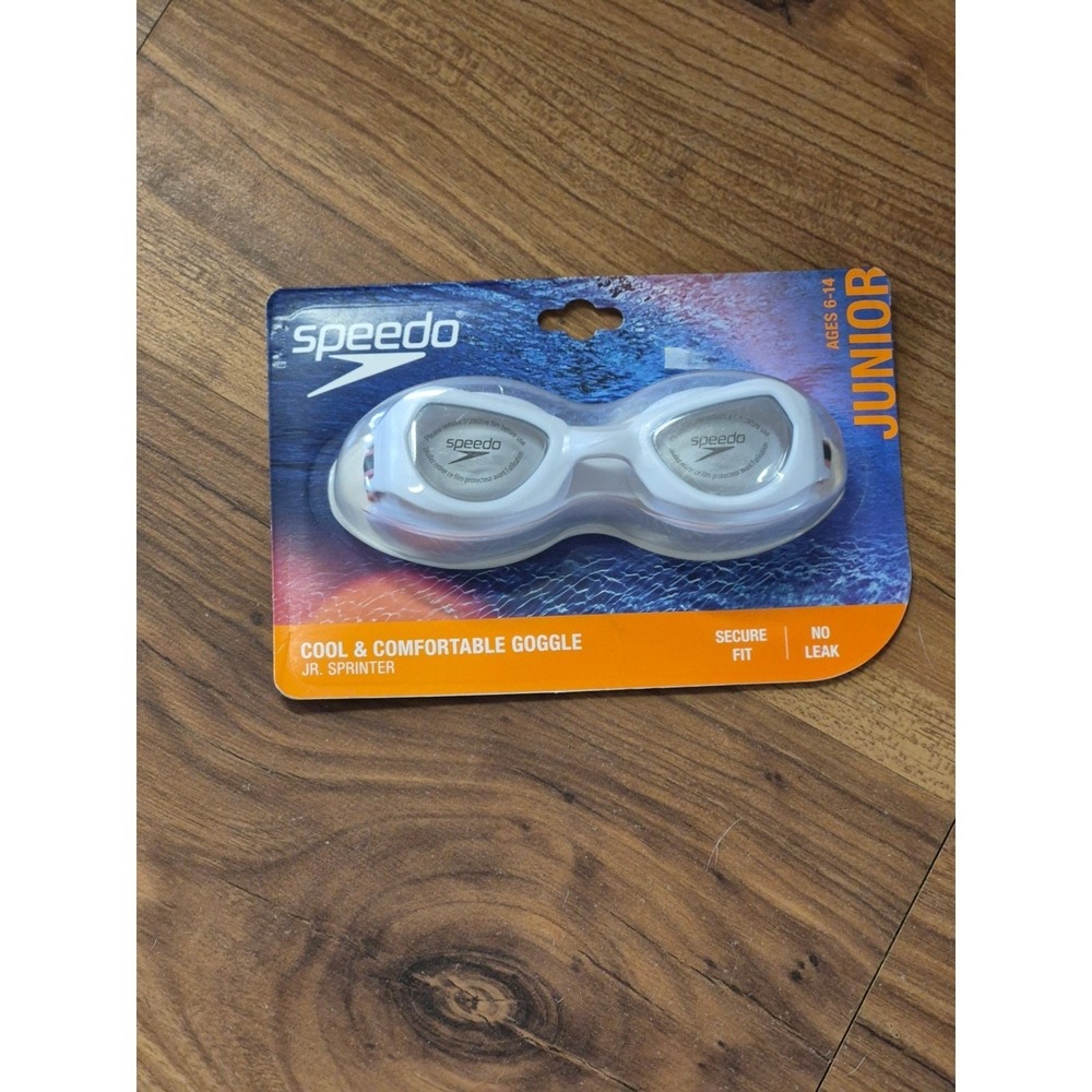 Speedo Junior Sprinter Swim Goggles White Clear Anti Fog No Leak Ages 6-14 s5